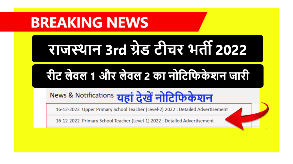 Rajasthan 3rd Grade Teacher Bharti 2022