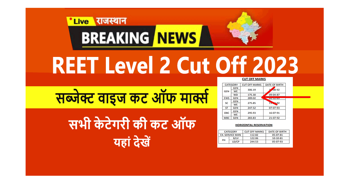 REET Level 2 Cut Off 2022 Subject Wise